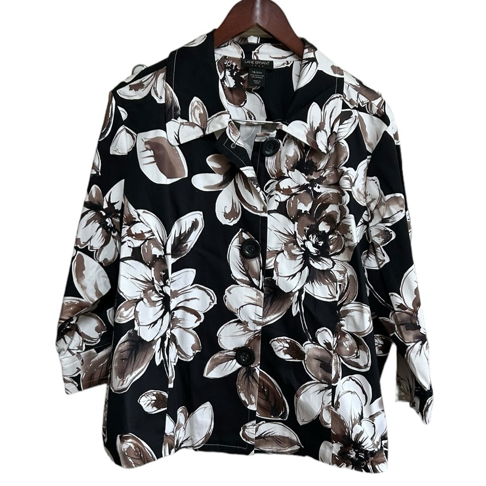 Lane Bryant blazer size 18/20 Trapeze Jacket floral buttoned 3/4 sleeve length